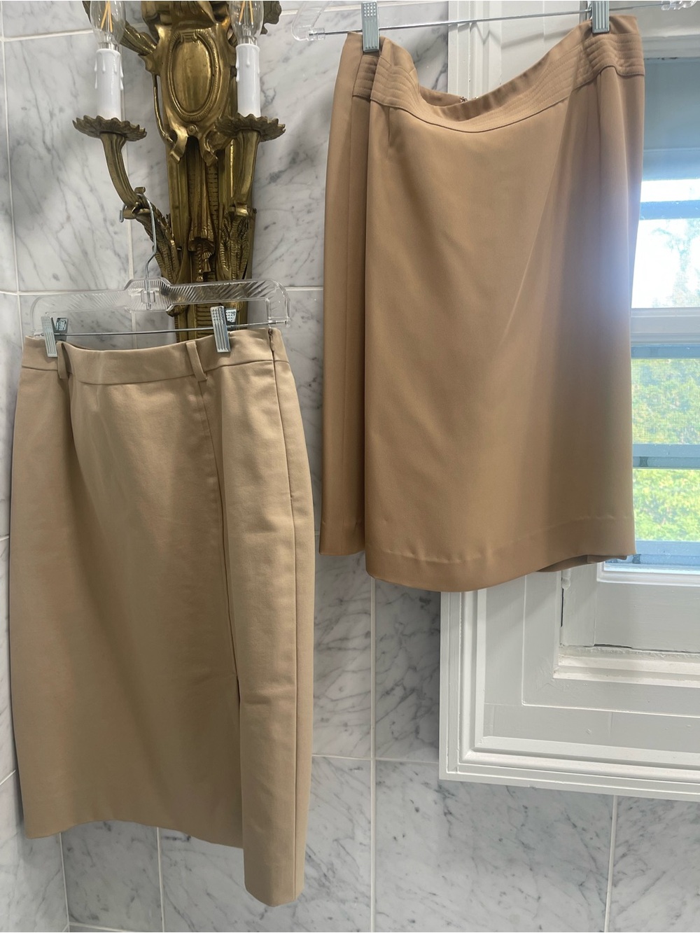 Carlisle Beige Tailored Pencil Skirts x 2